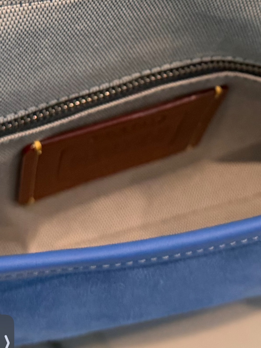 Coach Blue Suede Shoulder Bag with Silver Hardware - Picture 6 of 8